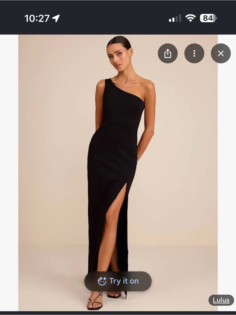 Lulu's Black One-Shoulder Side Slit Gown